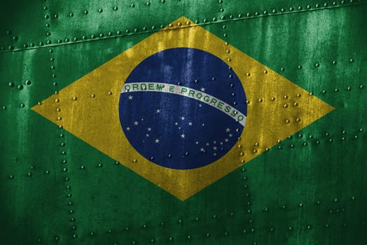 metal texutre or background with brazil flag