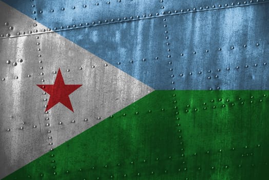 metal texutre or background with djibouti flag