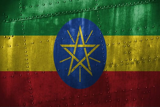 metal texutre or background with ethiopia flag