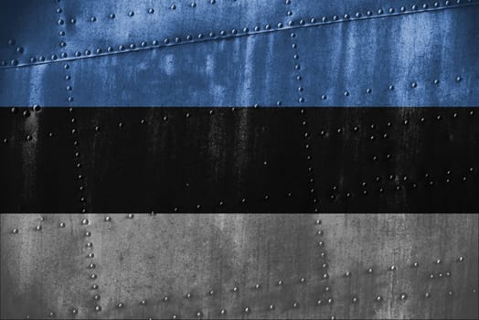 metal texutre or background with estonia flag