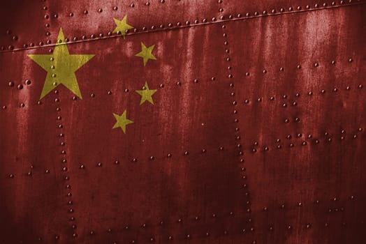 metal texutre or background with china flag