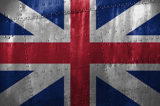 metal texutre or background with great britain flag