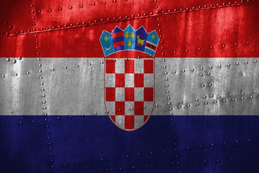 metal texutre or background with croatia flag