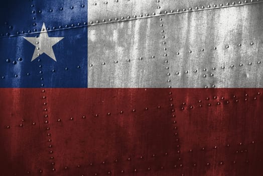 metal texutre or background with chile flag