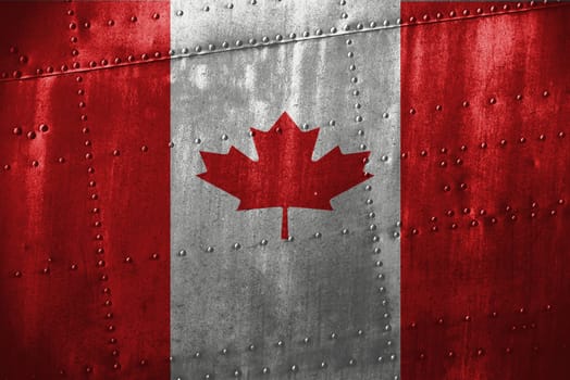 metal texutre or background with canada flag