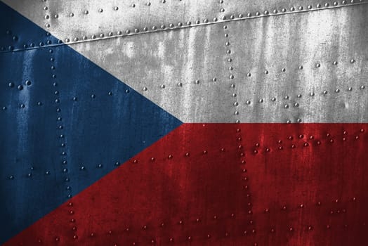 metal texutre or background with czech republic flag