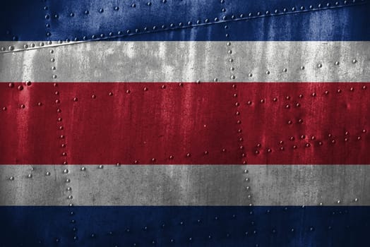 metal texutre or background with costa rica flag