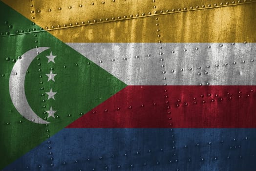 metal texutre or background with comoros flag