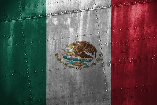 metal texutre or background with mexico flag