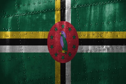 metal texutre or background with dominica flag