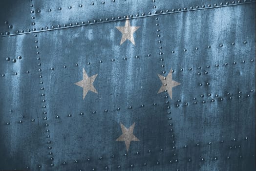 metal texutre or background with micronesia flag
