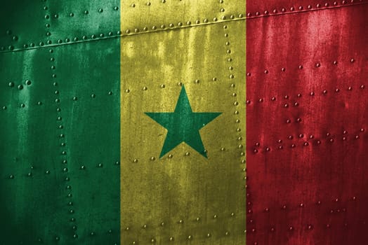 metal texutre or background with senegal flag