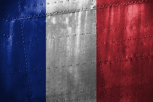 metal texutre or background with france flag