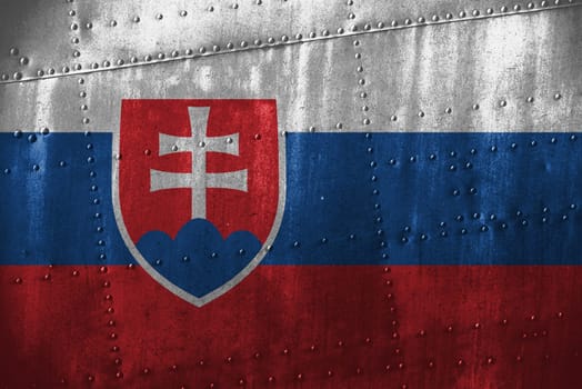 metal texutre or background with slovakia flag