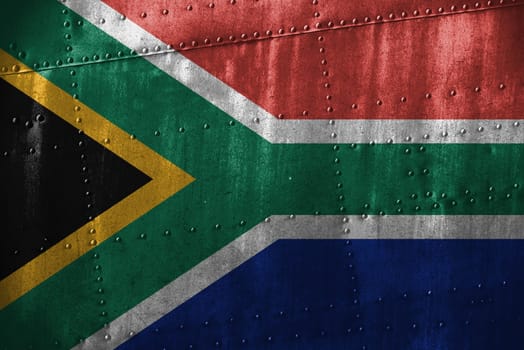 metal texutre or background with south africa flag