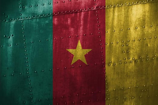 metal texutre or background with cameroon flag