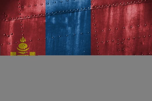 metal texutre or background with mongolia flag