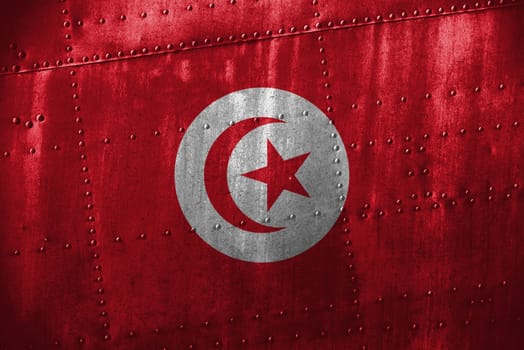 metal texutre or background with tunisia flag