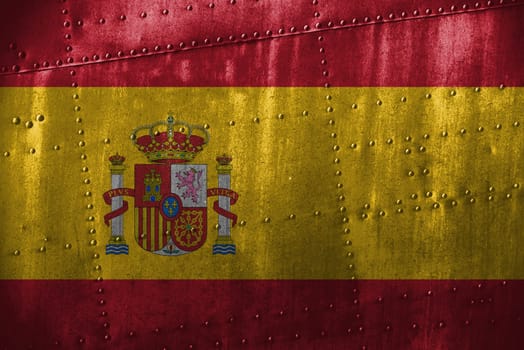 metal texutre or background with spain flag