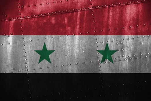 metal texutre or background with syria flag