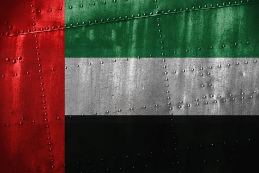 metal texutre or background with united arab emirates flag