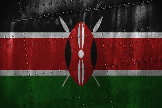metal texutre or background with kenya flag