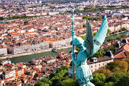 View of Lyon city from Fourviere, France