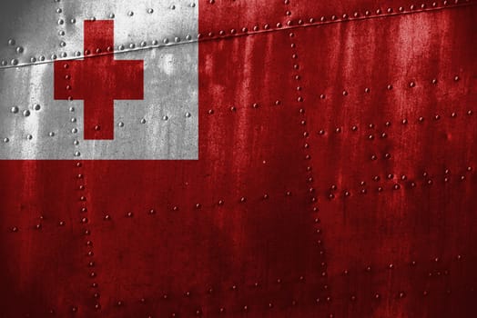 metal texutre or background with tonga flag