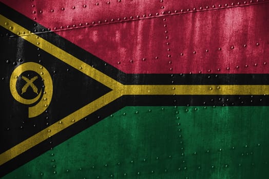 metal texutre or background with vanuatu flag