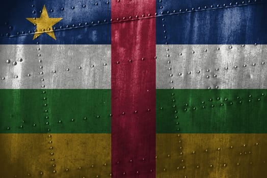 metal texutre or background with central african rep flag