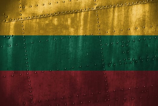 metal texutre or background with lithuania flag