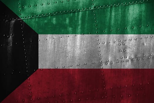 metal texutre or background with kuwait flag