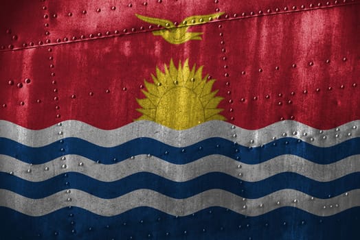 metal texutre or background with kiribati flag