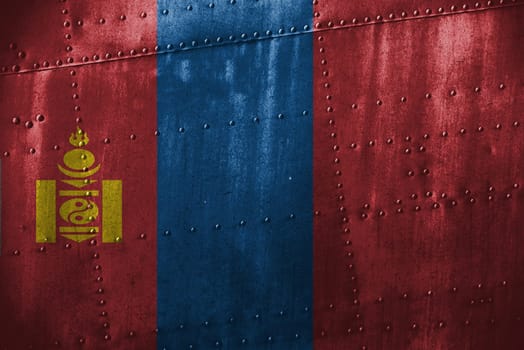 metal texutre or background with mongolia flag