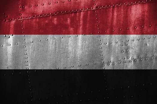 metal texutre or background with yemen flag