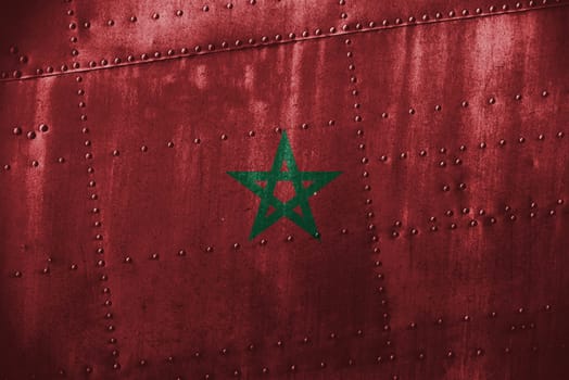 metal texutre or background with morocco flag
