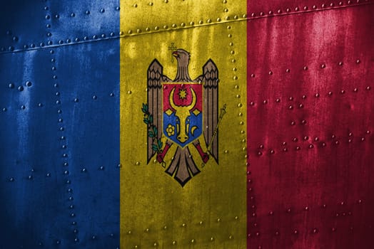 metal texutre or background with moldova flag