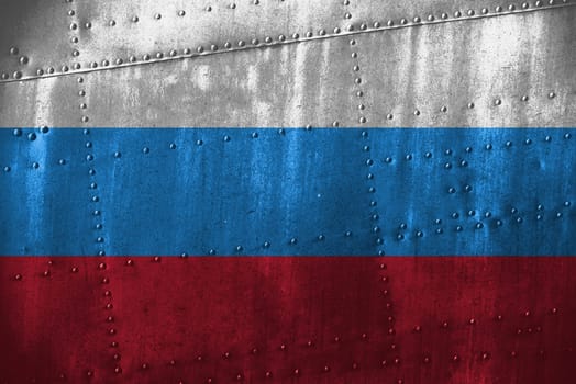 metal texutre or background with russia flag