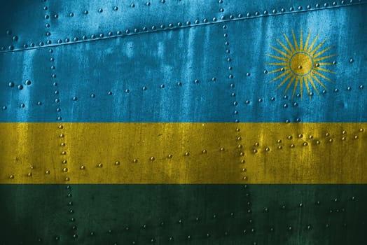 metal texutre or background with rwanda flag