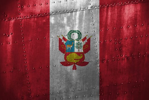 metal texutre or background with peru flag