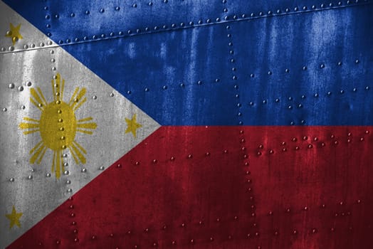 metal texutre or background with philippines flag
