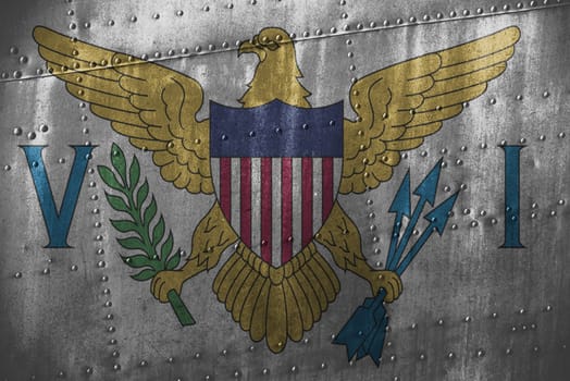 metal texutre or background with virgin islands,us flag