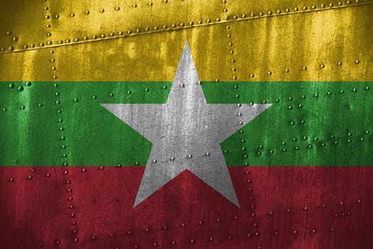 metal texutre or background with myanmar flag