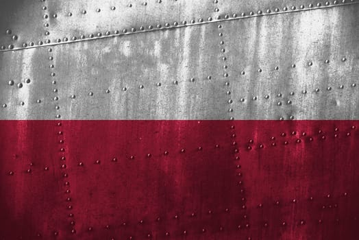 metal texutre or background with poland flag