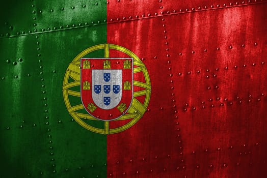 metal texutre or background with portugal flag