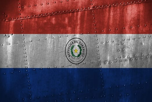 metal texutre or background with paraguay flag