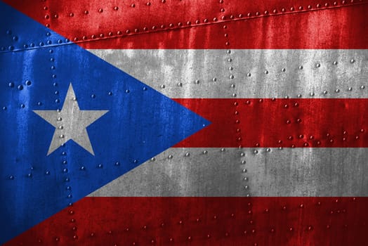 metal texutre or background with puerto rico flag