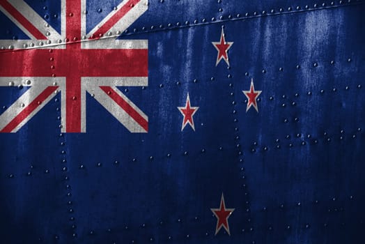 metal texutre or background with new zealand flag