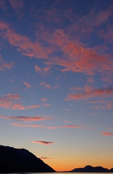 Red Clouds on the Inside Passage near Vancouver Island in Canada