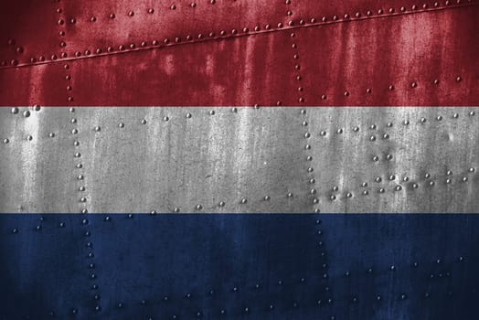 metal texutre or background with netherlands flag